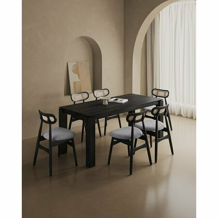 MANHATTAN COMFORT Rockaway 70.86 Dining Set with 6 Colbert Chairs in Black and Grey 6-DT02DCCA02-GY